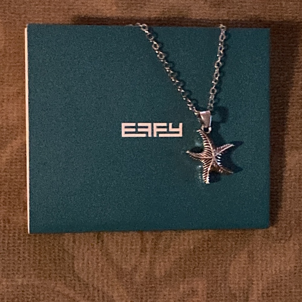 NWOT - Authentic EFFY Silver Tone Chain Necklace & Star Fish Charm Pendant